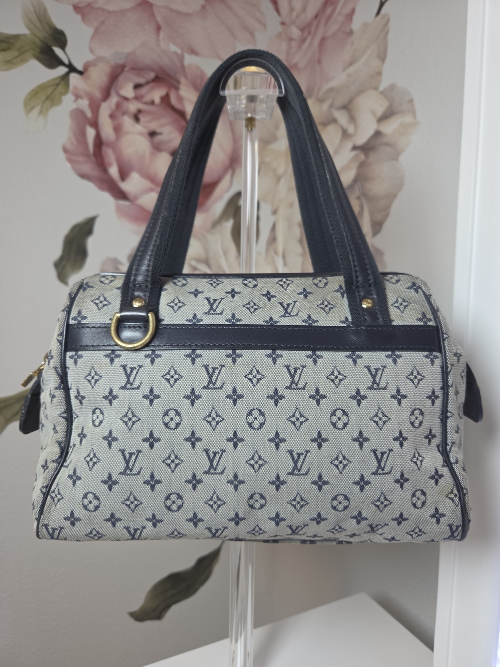 Authentic Louis Vuitton Monogram Mini Lin Josephine PM Shoulder Bag Blue